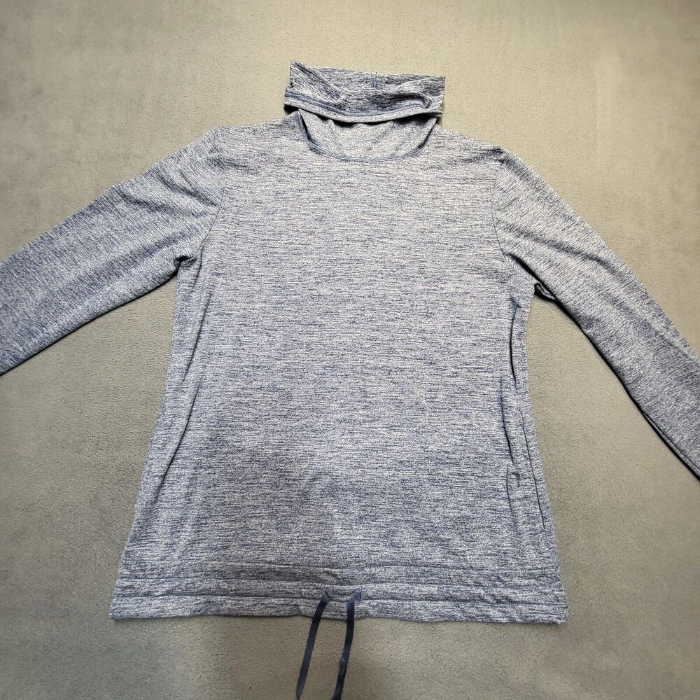 Nike Dri Fit Shirt Womens S Blue Cowl Neck Long Sleeve Pullover Pockets